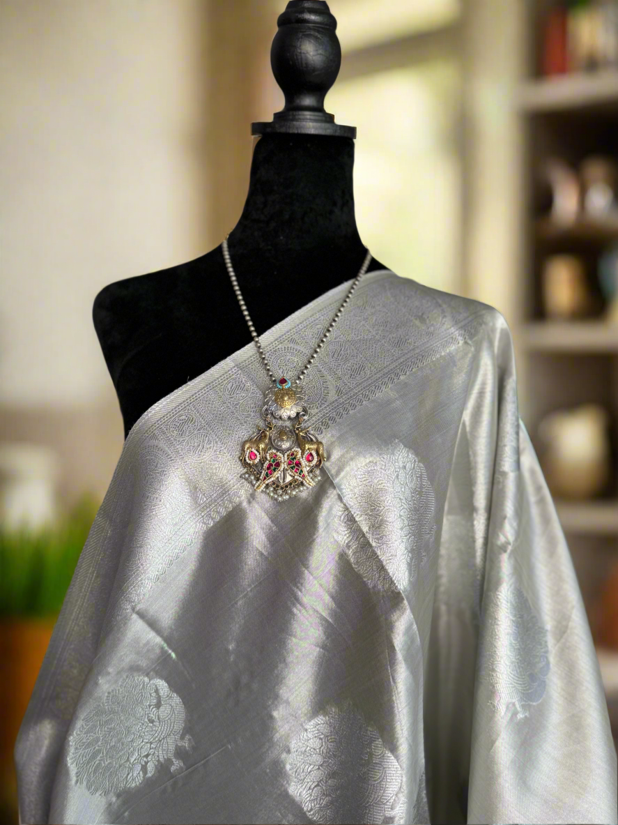 Tissue Saree in Silver