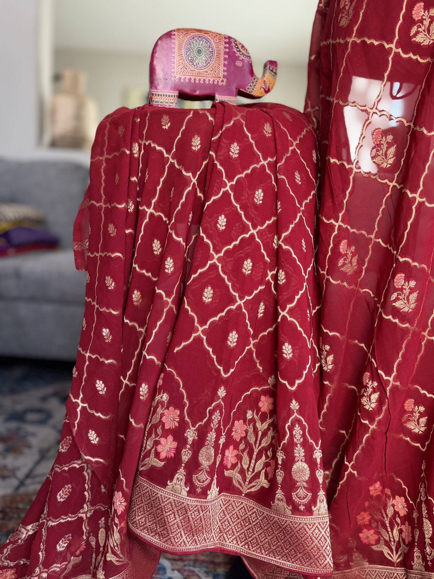 Pure Georgette Saree in Red