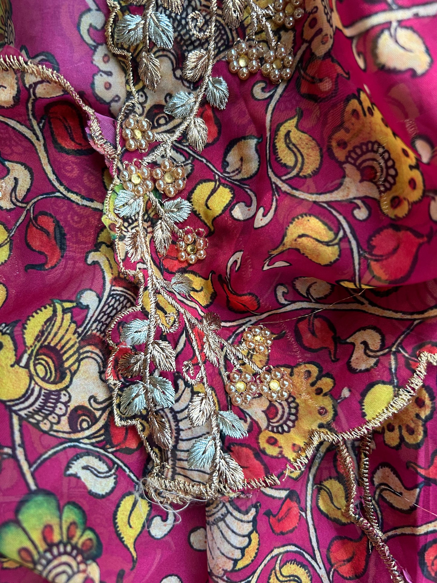 Kalamkari Print Dupatta in Pink