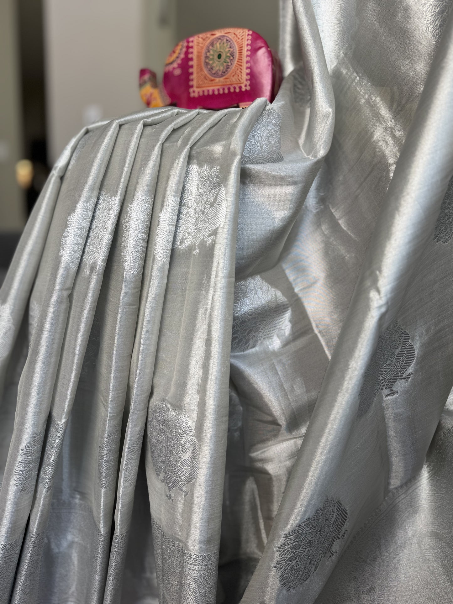 Tissue Saree in Silver