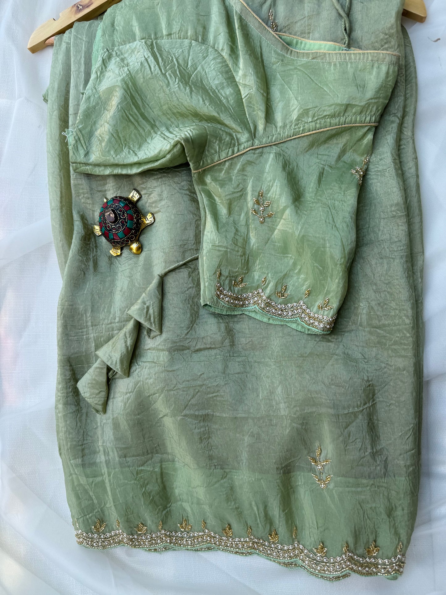 Party wear Saree in Pastel Green