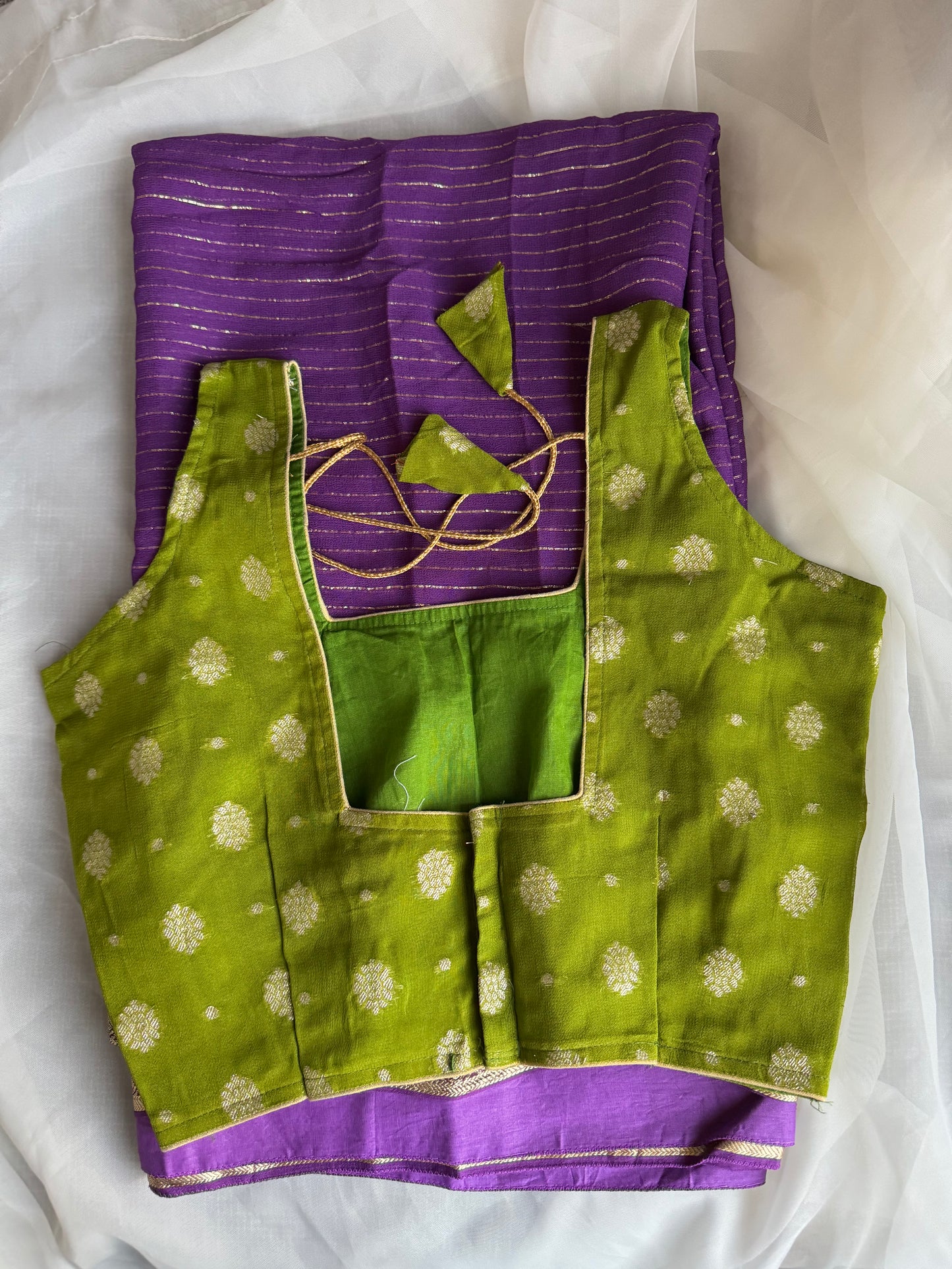 Viscose Saree in Purple and Green