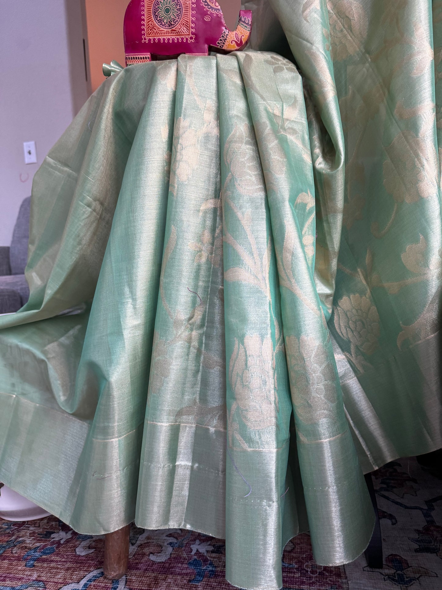 Mangalagiri Tissue Saree in Green Tone