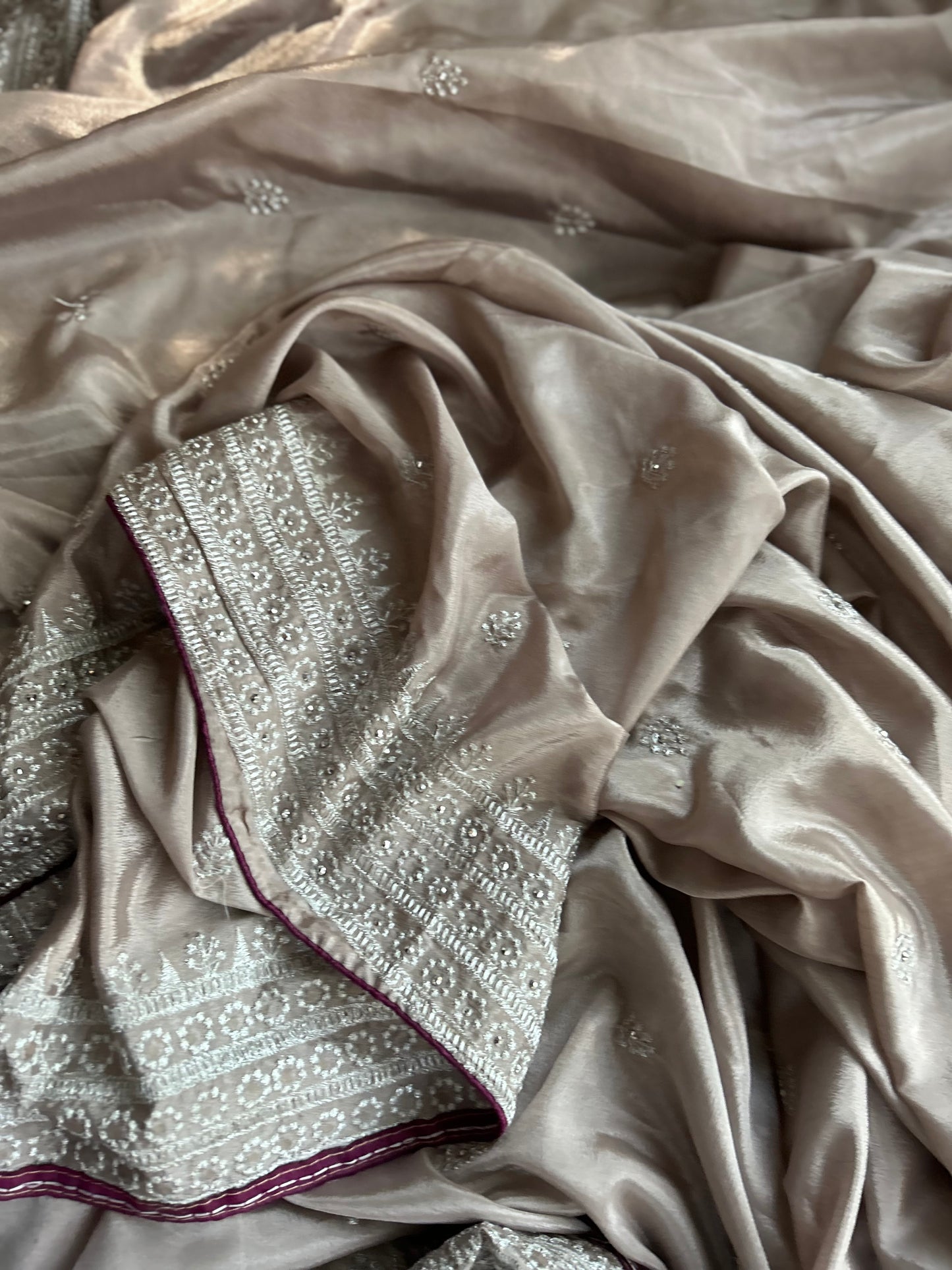 Flowy Party Wear Saree in Plum Wine shade