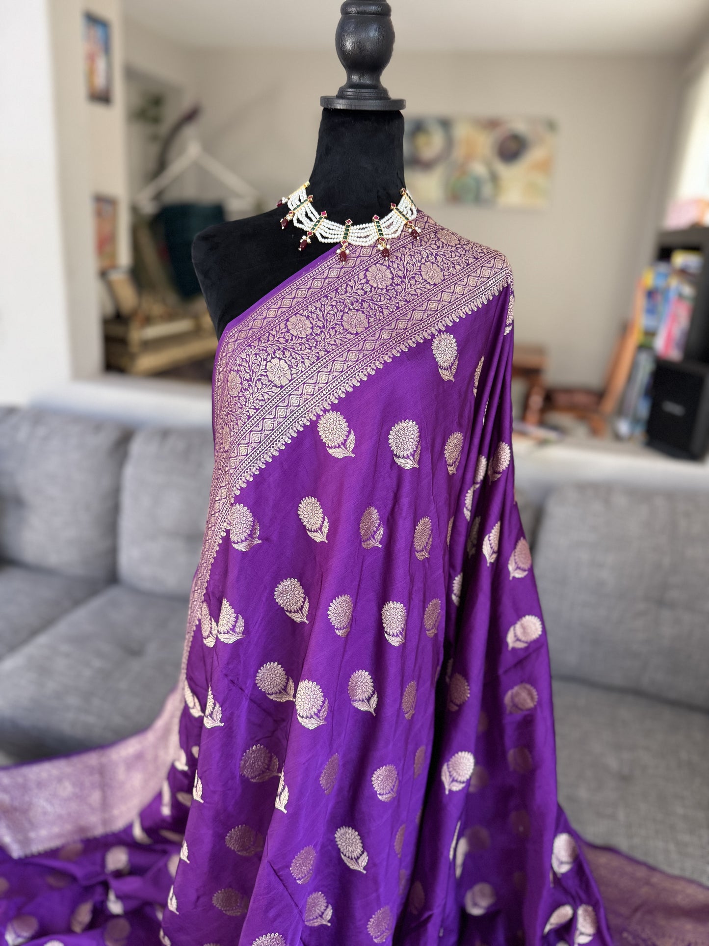 Handloom Banarasi Saree in Purple