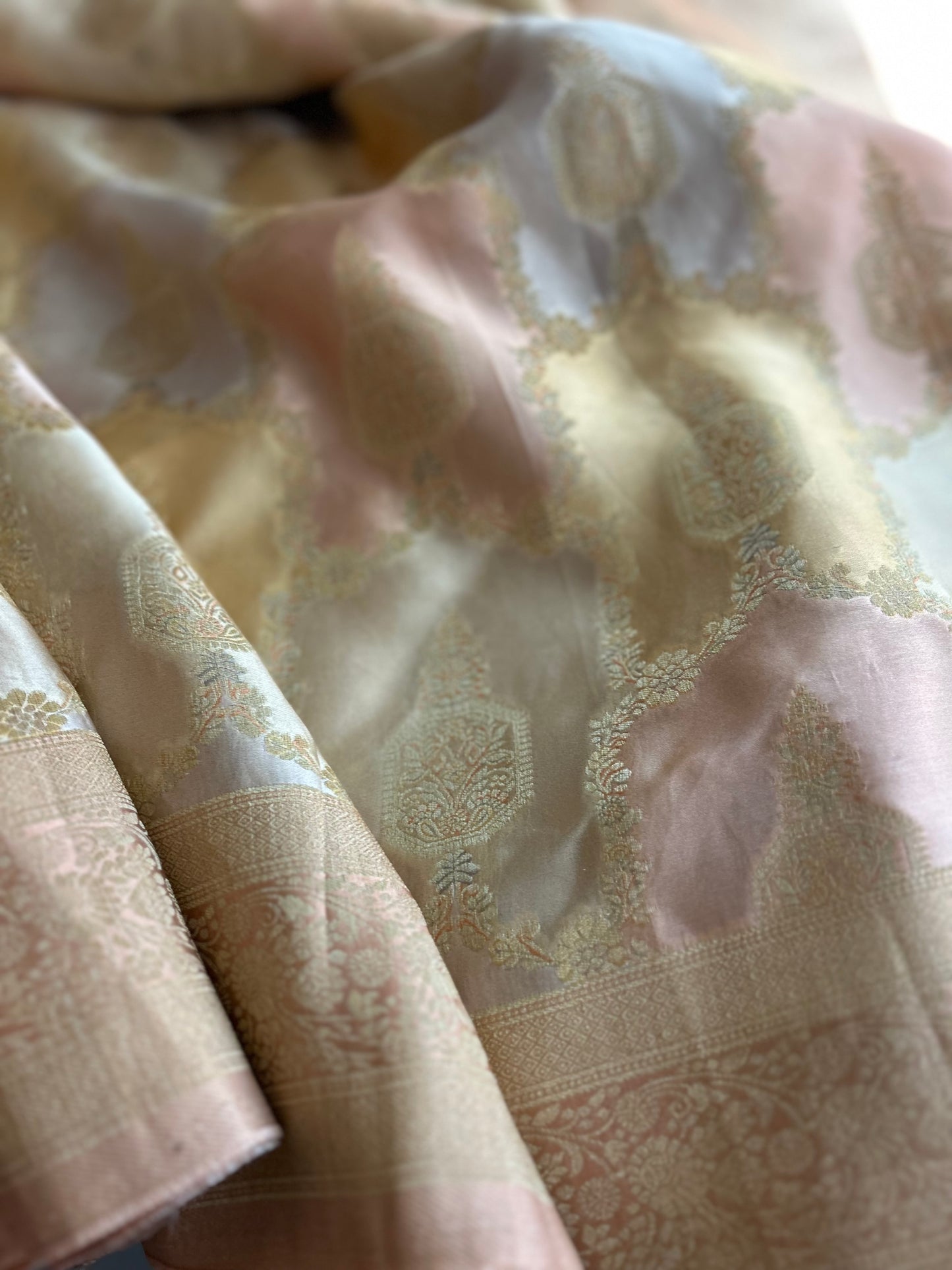 Pure Rankat Saree in Pastel Tones