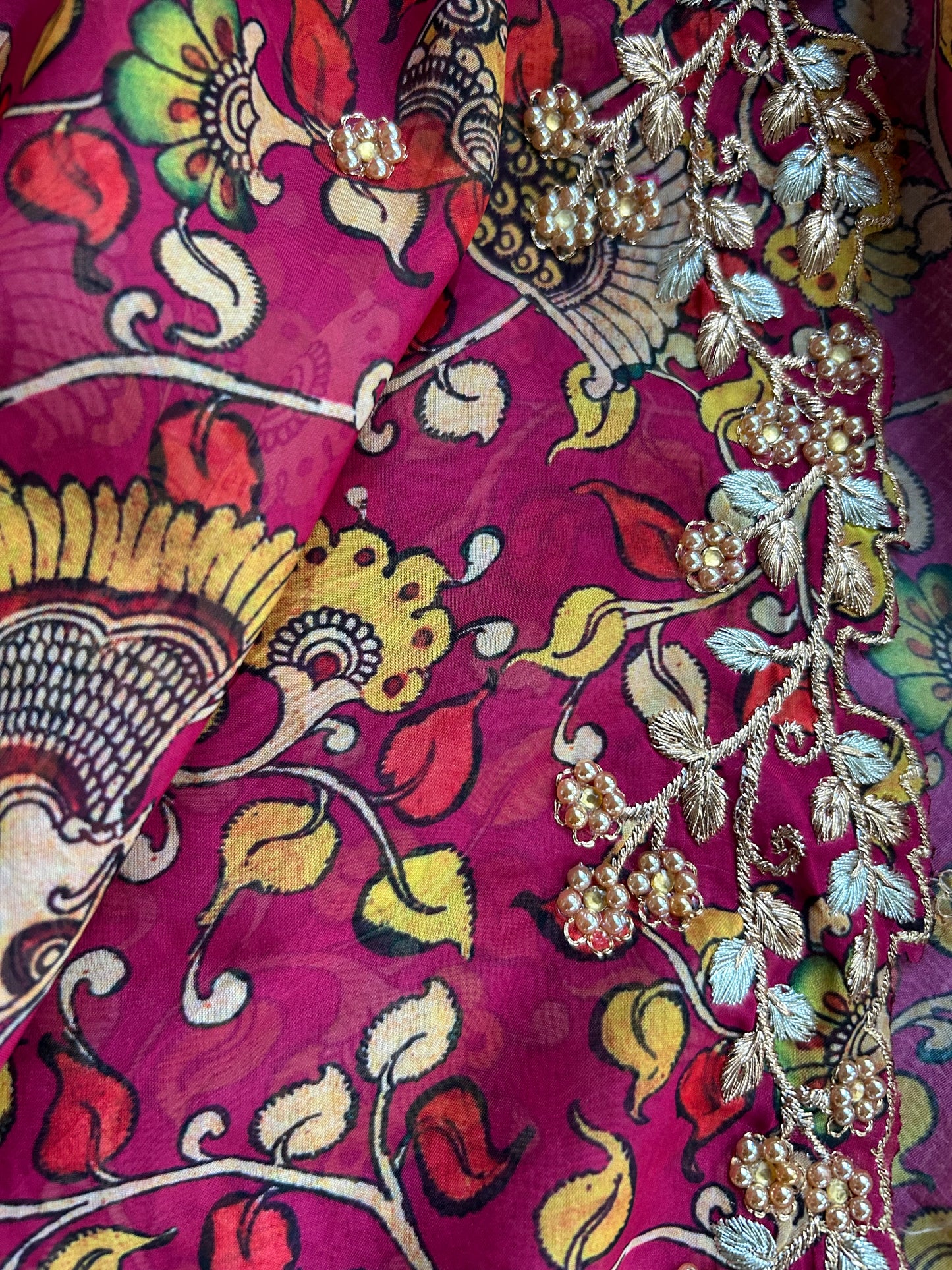 Kalamkari Print Dupatta in Pink
