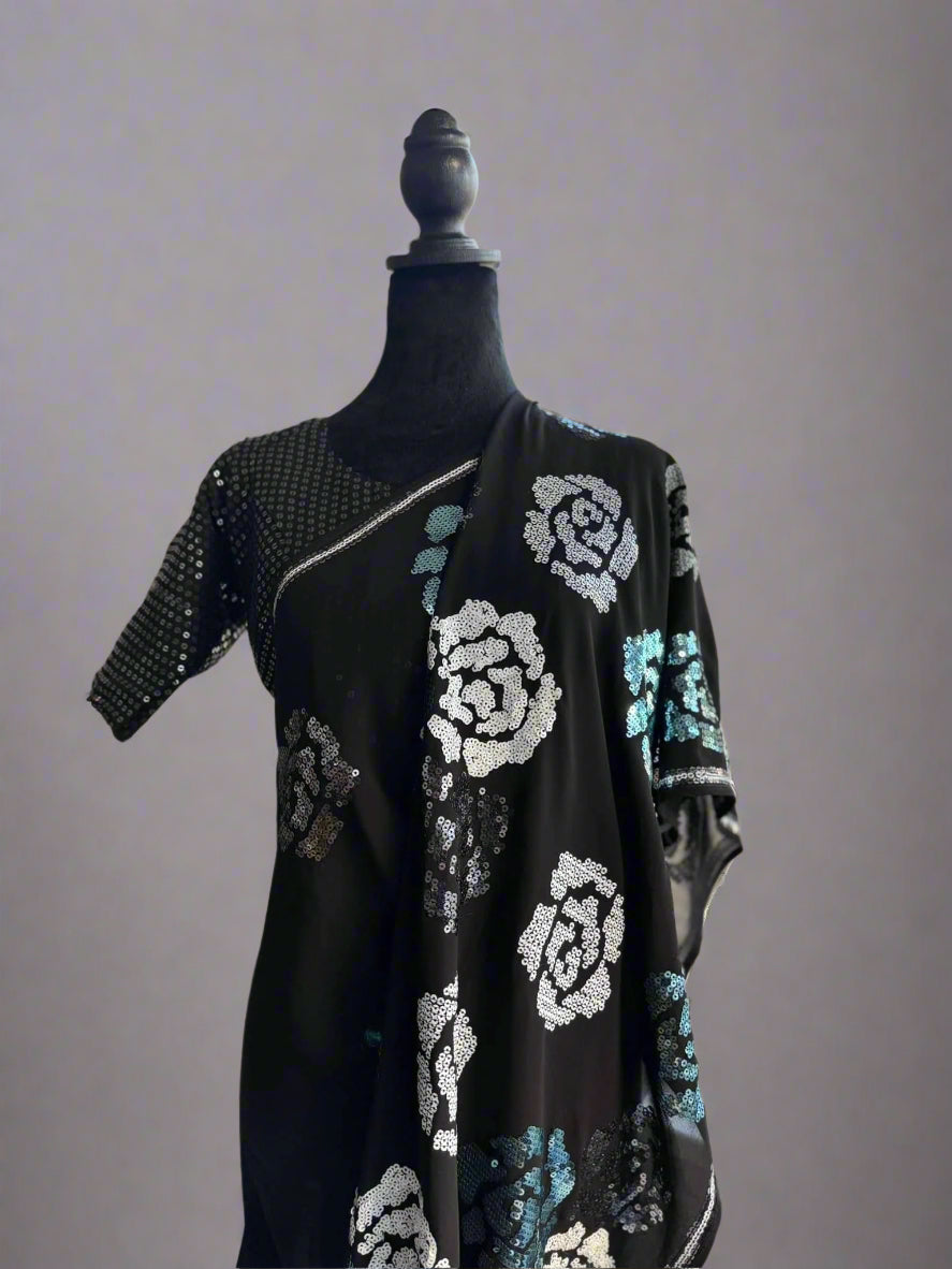 Black Beauty with Silver Roses