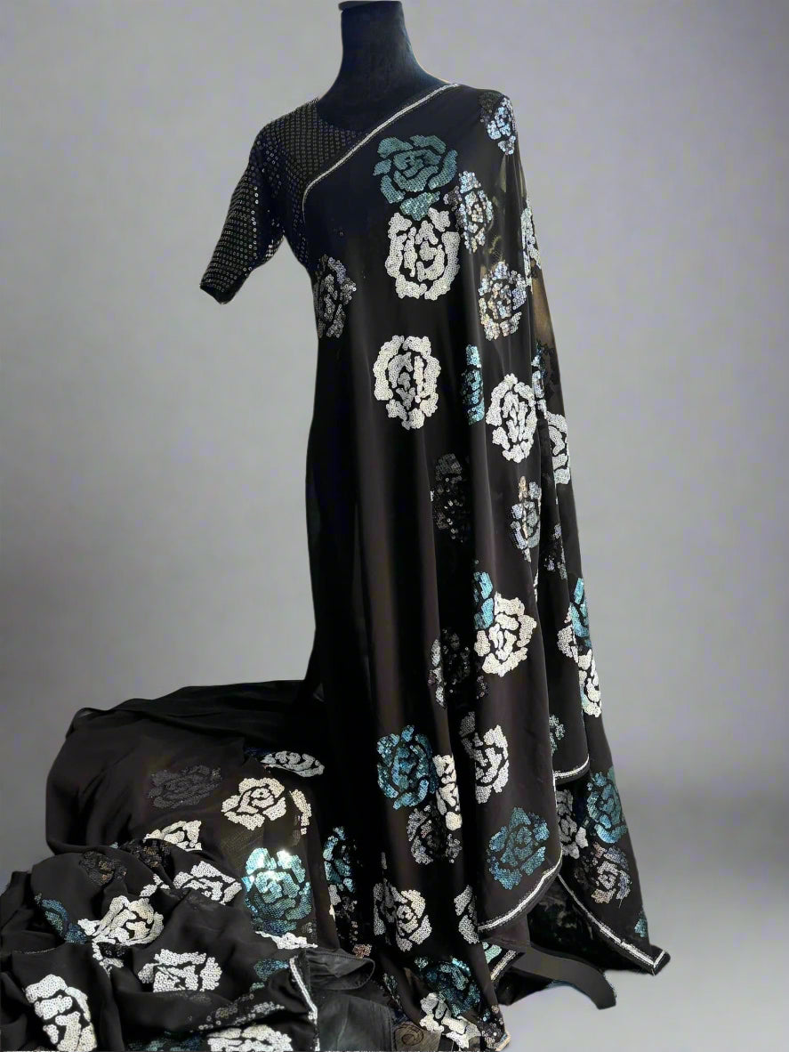 Black Beauty with Silver Roses