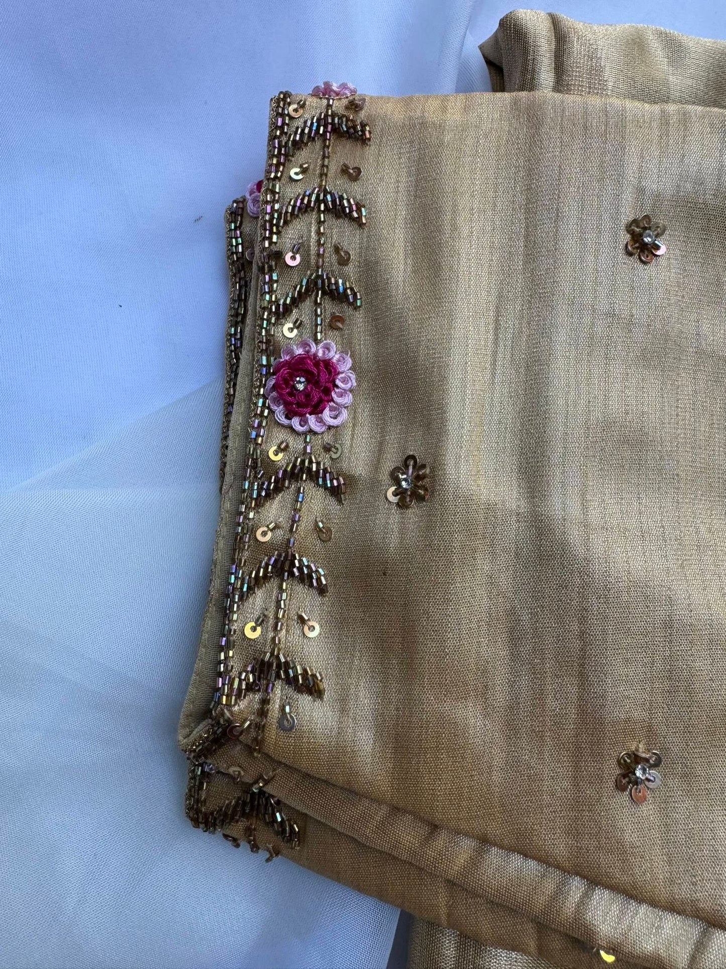 Mangalagiri Tissue Saree in Antique Gold