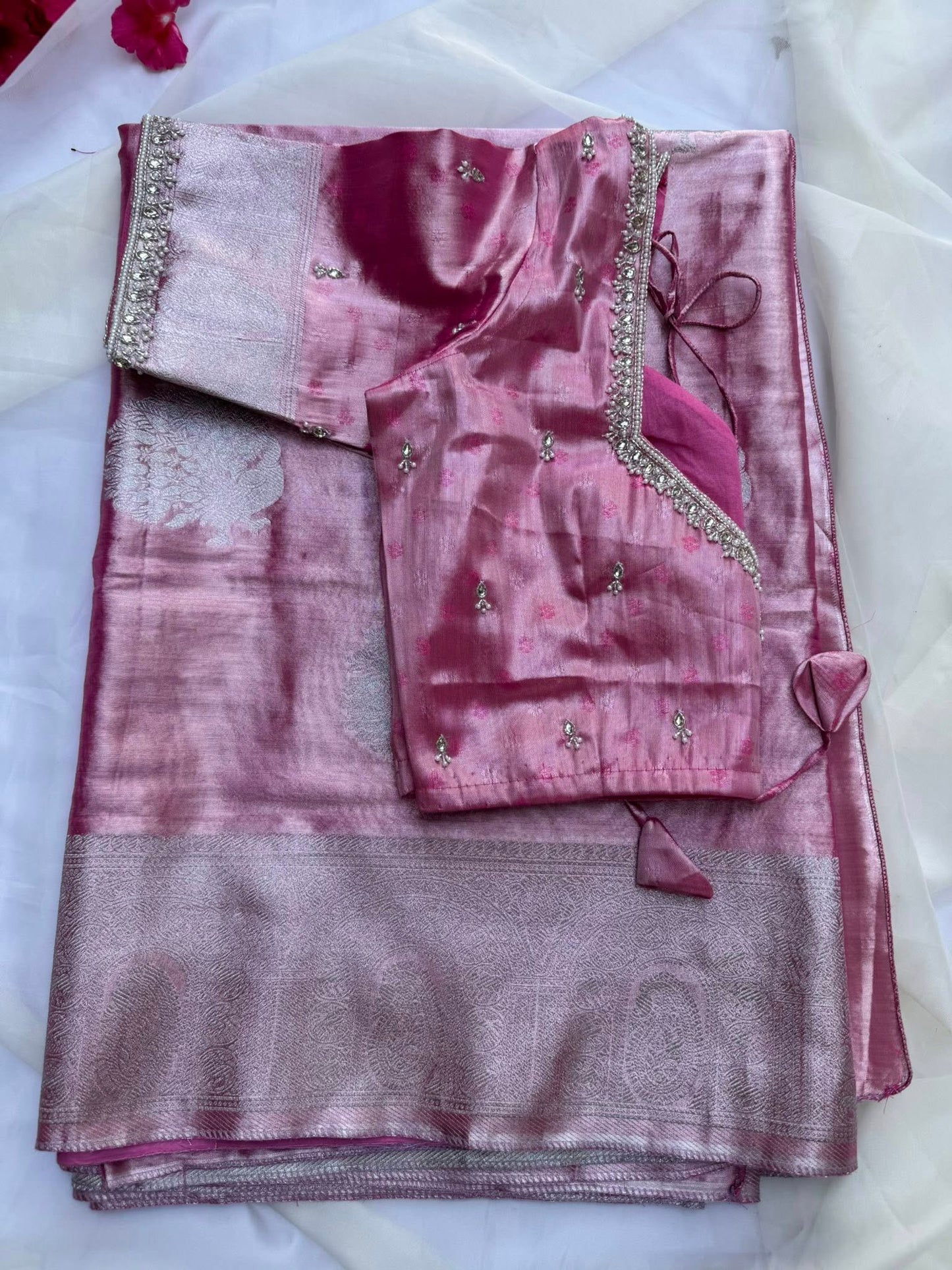 Tissue Saree in Pink Shade