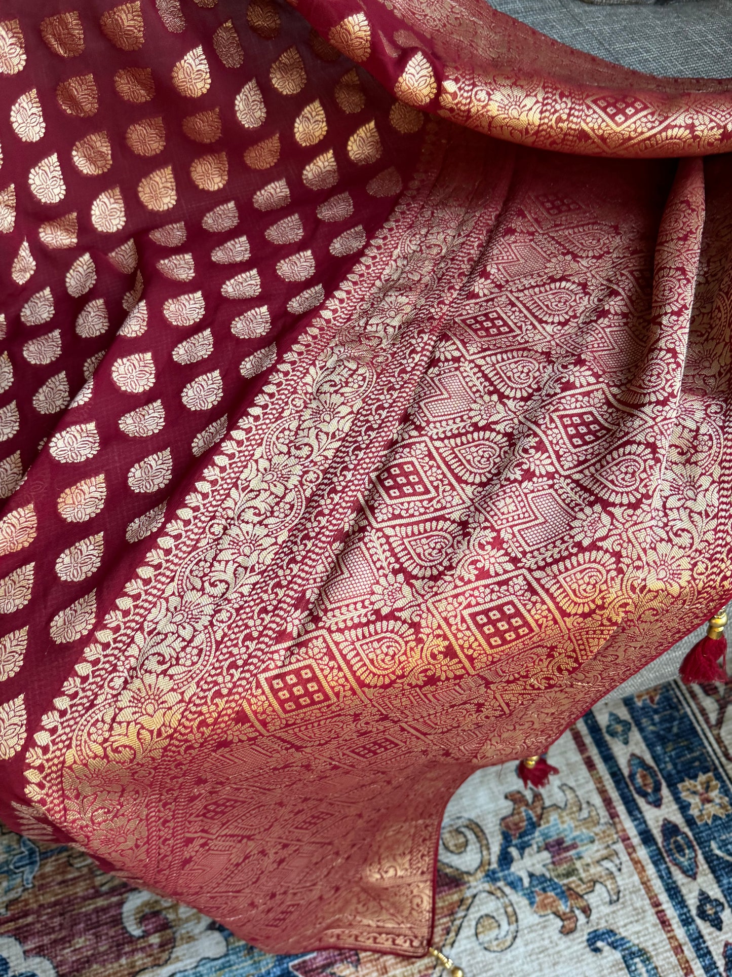 Pure Georgette Saree in Maroon