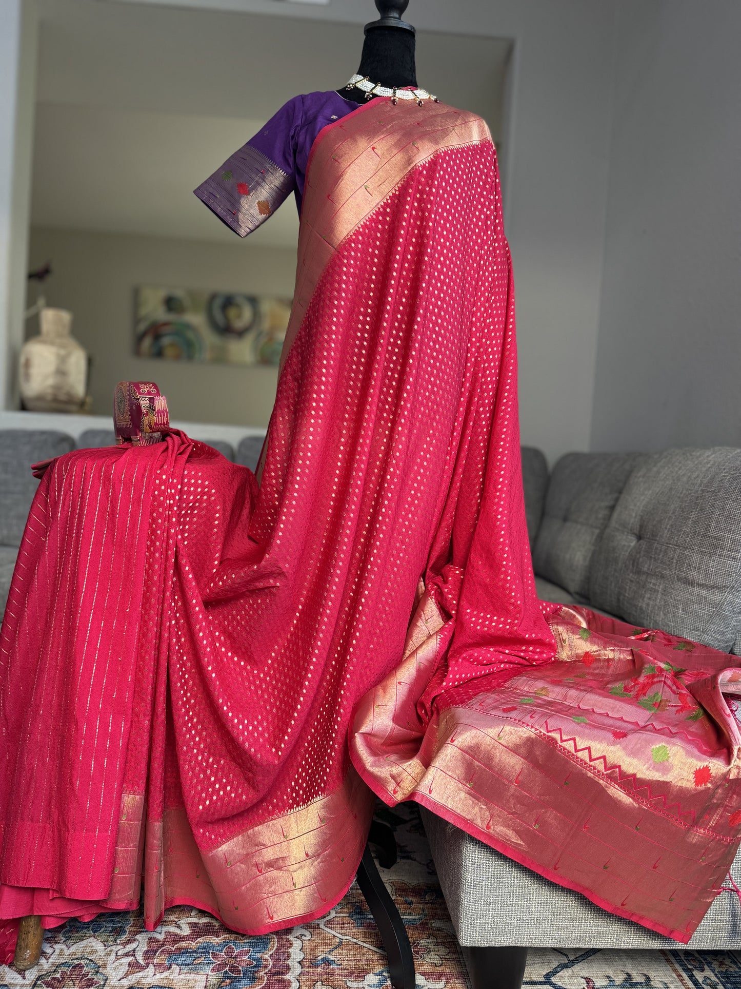Semi Georgette Saree in Red