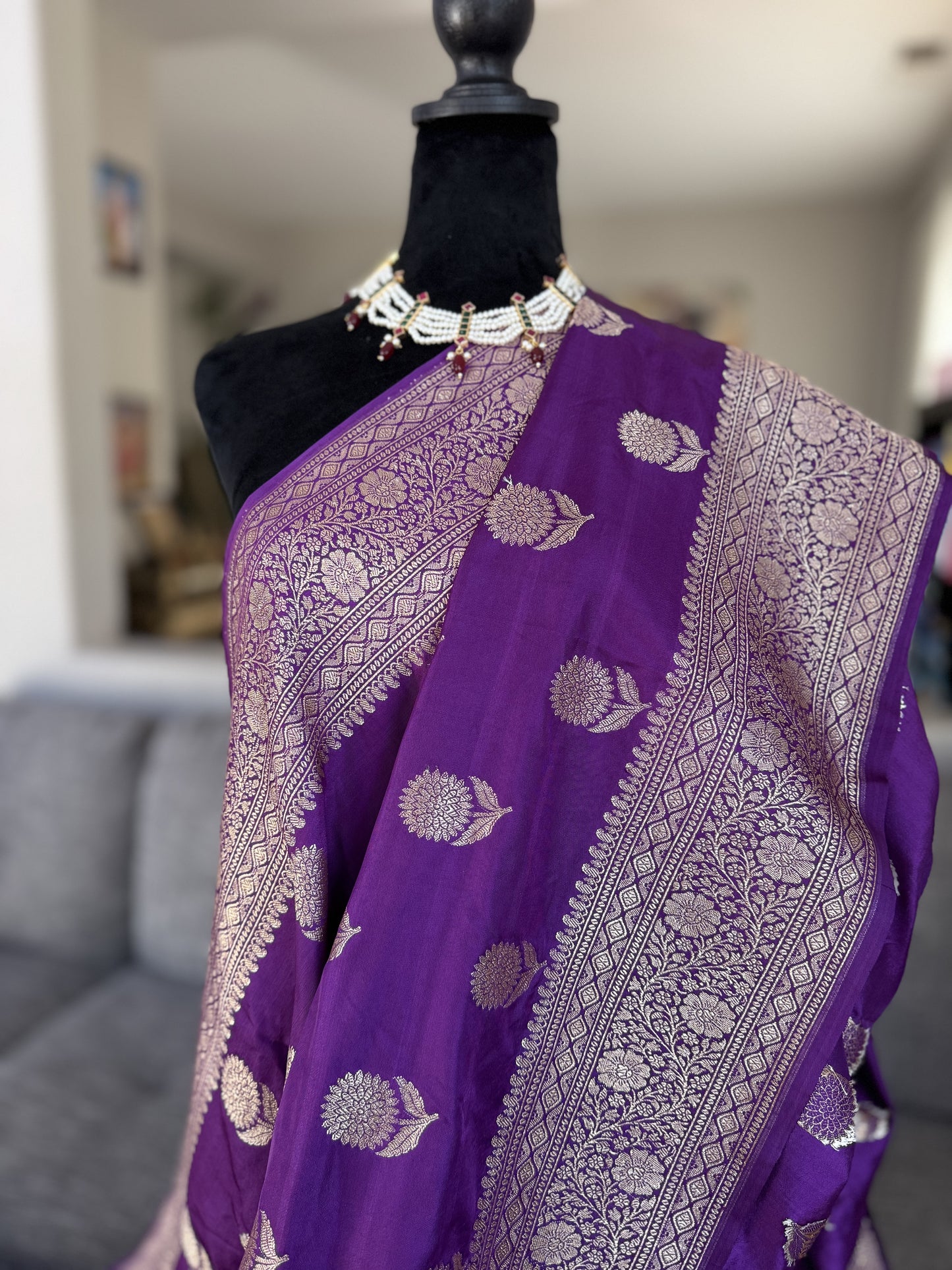 Handloom Banarasi Saree in Purple