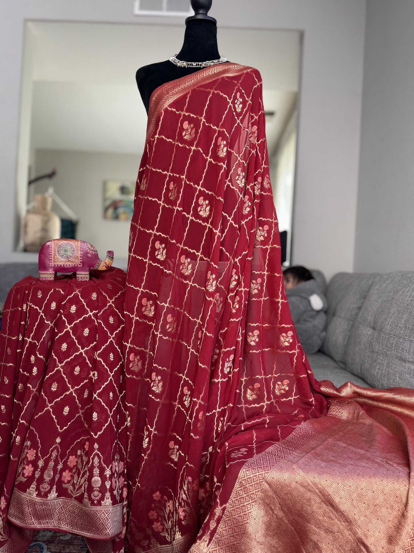 Pure Georgette Saree in Red