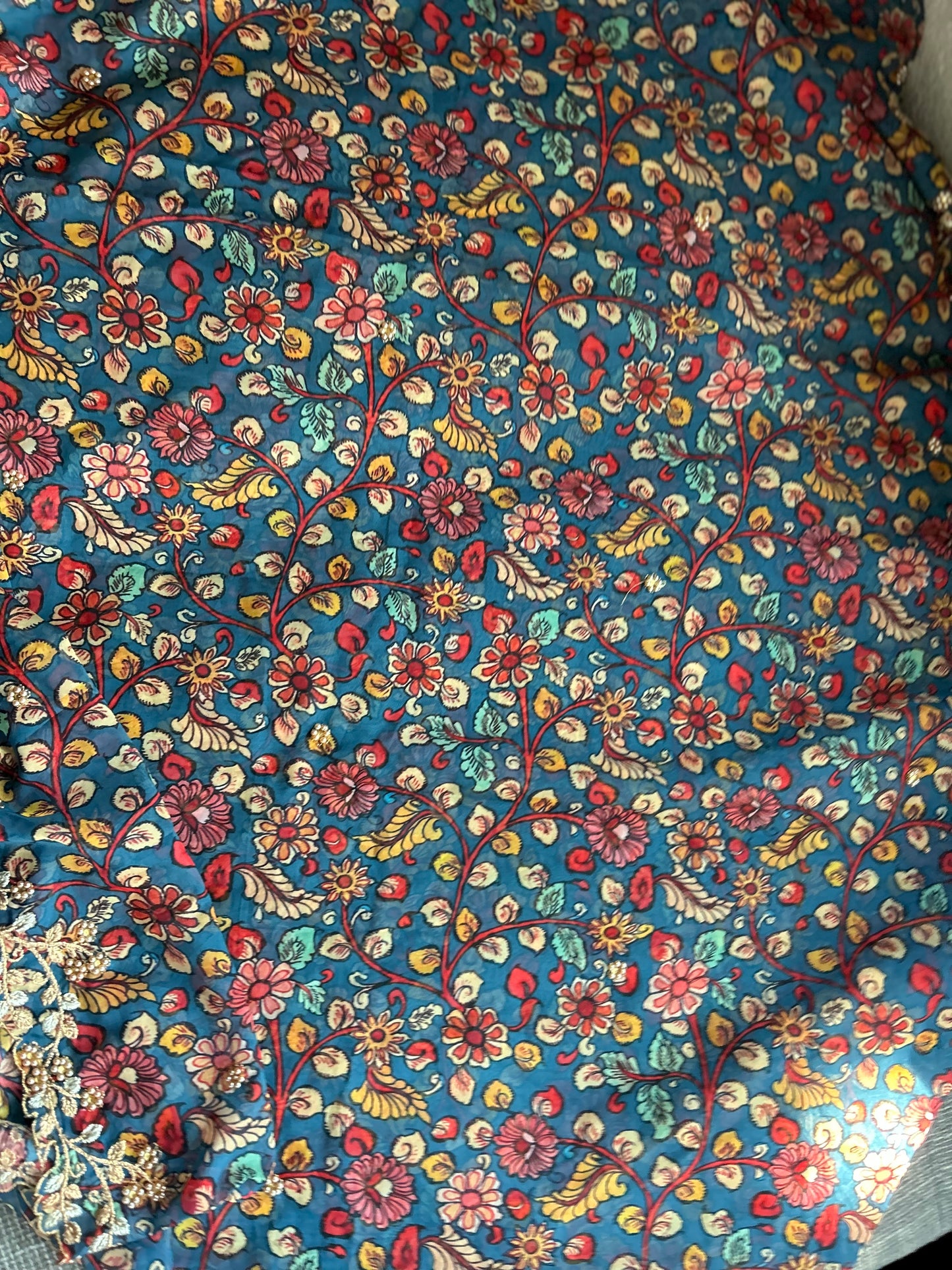 Kalamkari Print Dupatta in Blue
