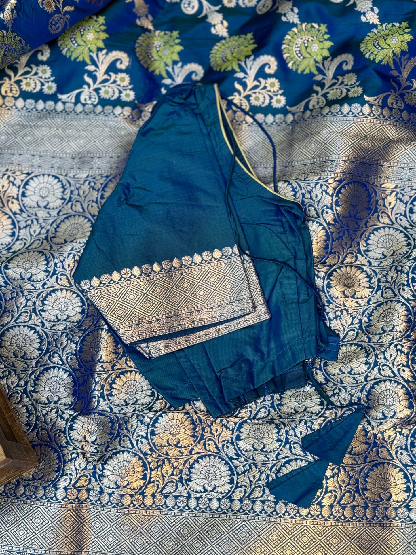 Peacock Blue Banarasi Saree
