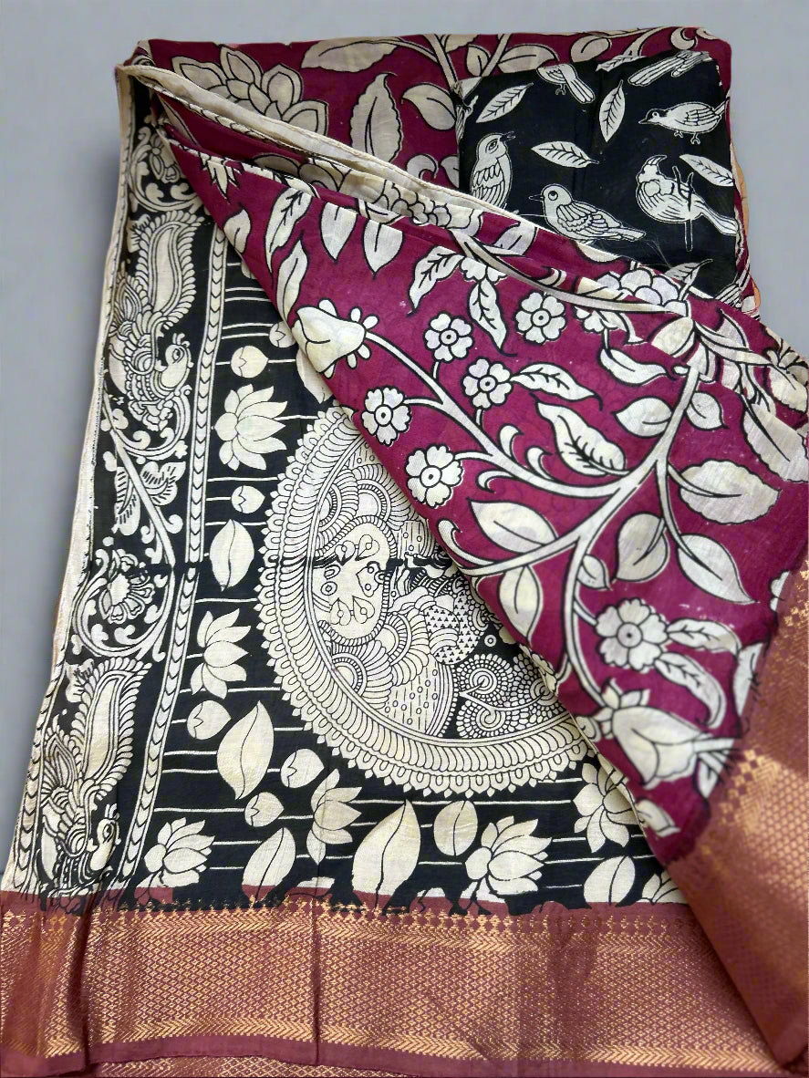 Floral Kalamkari Printed Saree