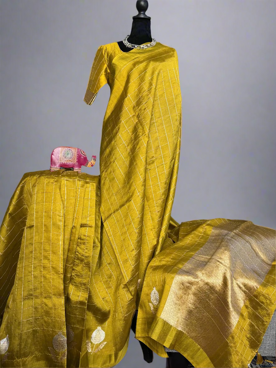 Raw Mango Handloom Saree in Mustard