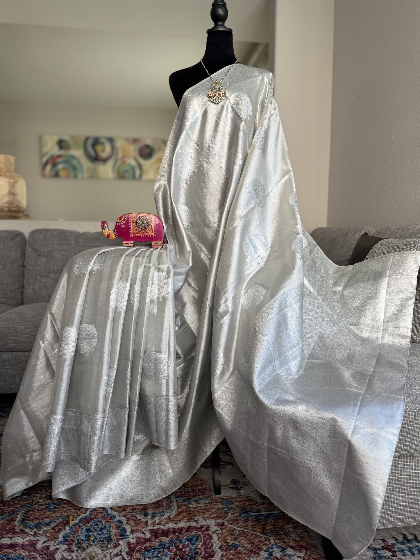 Tissue Saree in Silver