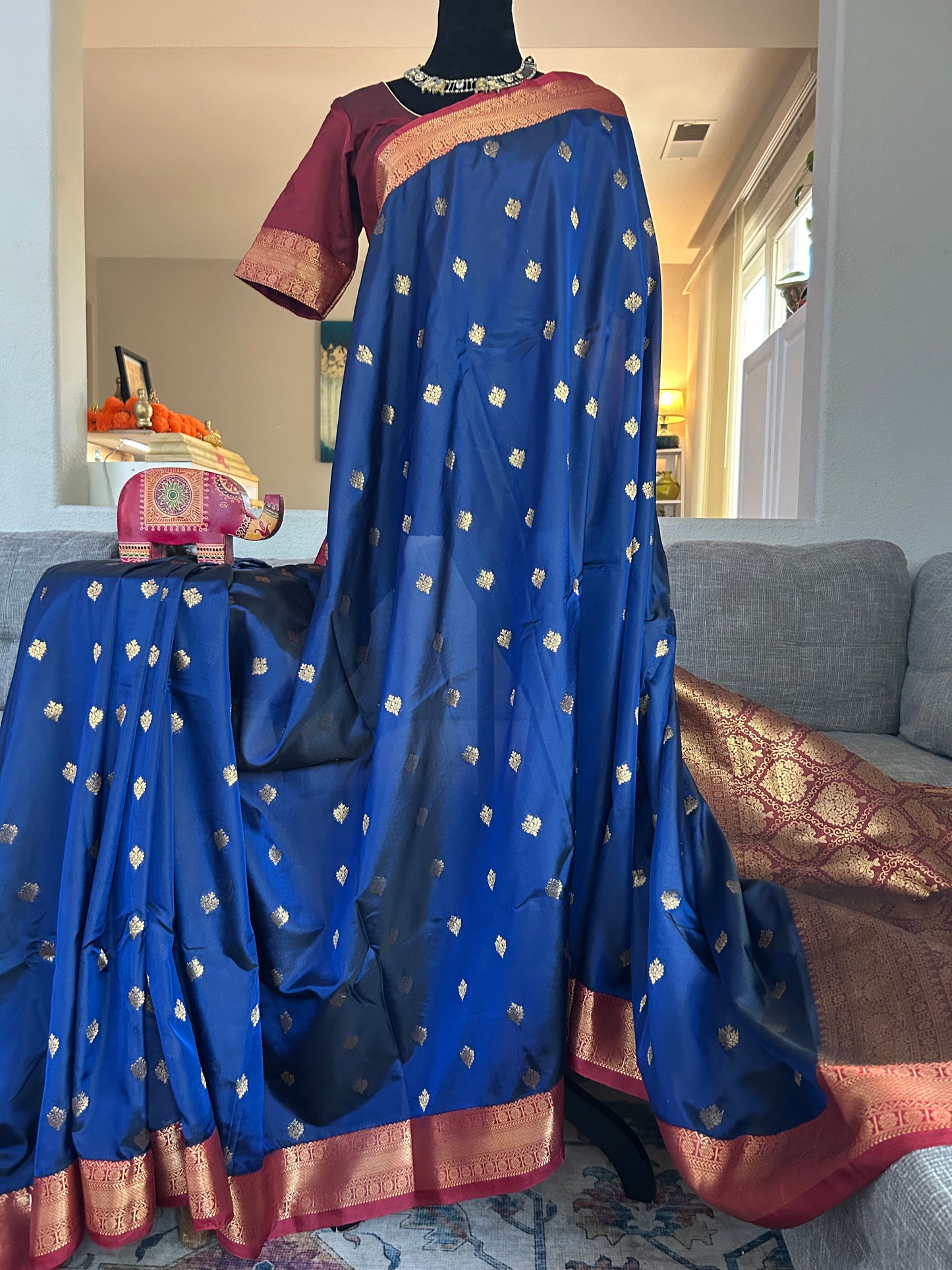 Soft Gadwal Saree with stitched blouse.