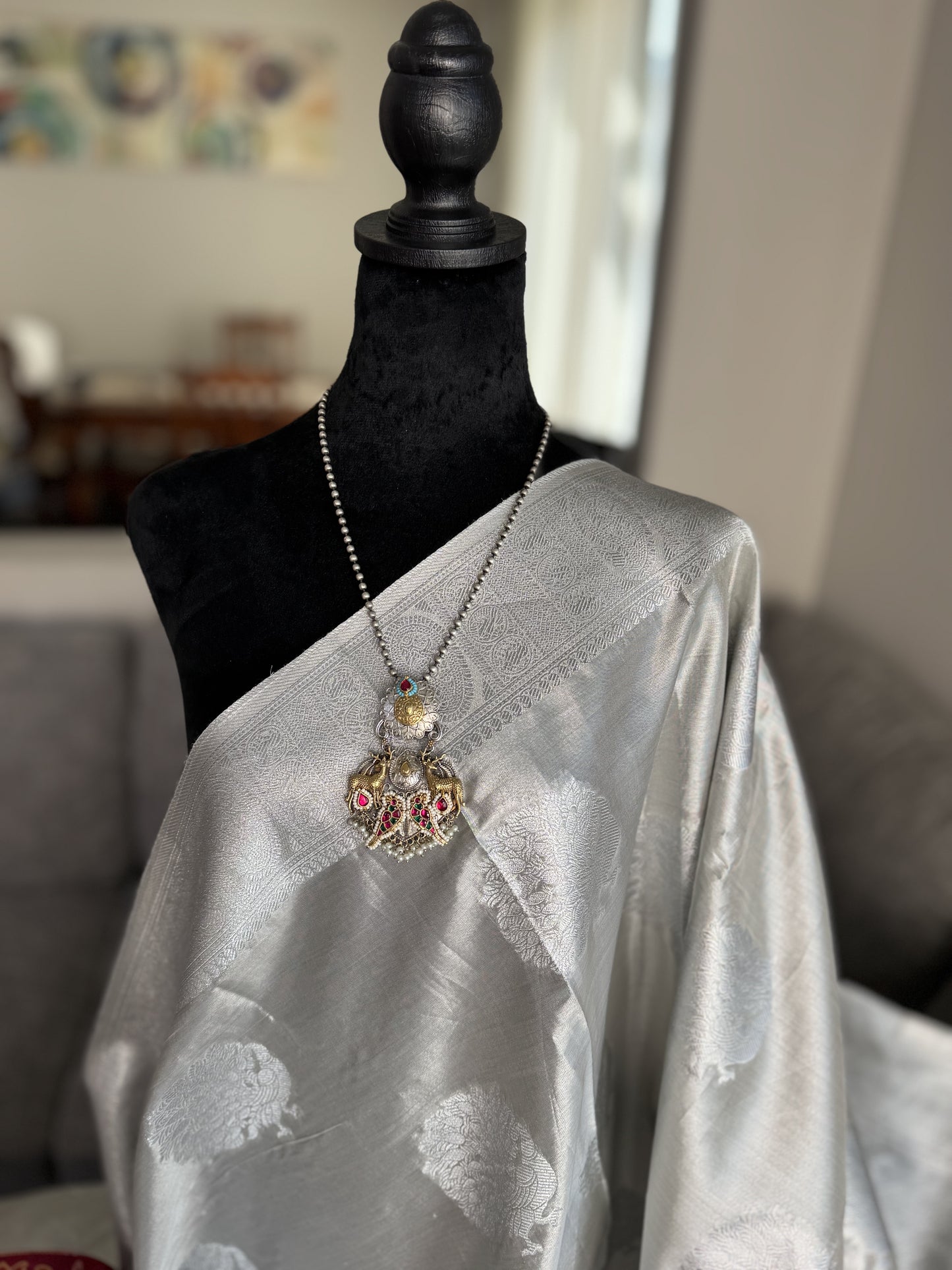 Tissue Saree in Silver