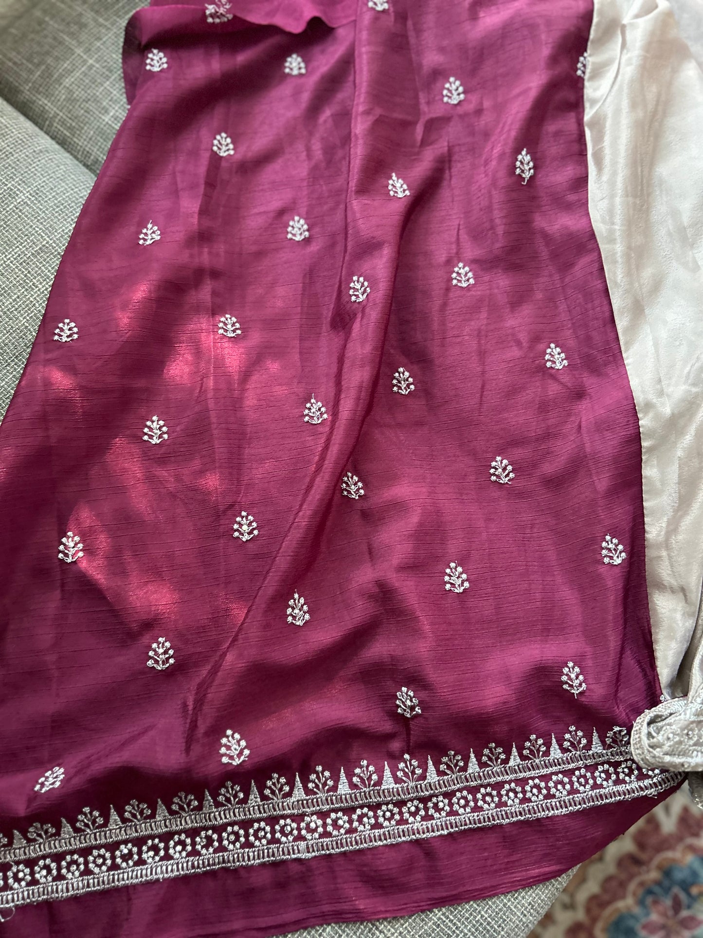 Flowy Party Wear Saree in Plum Wine shade