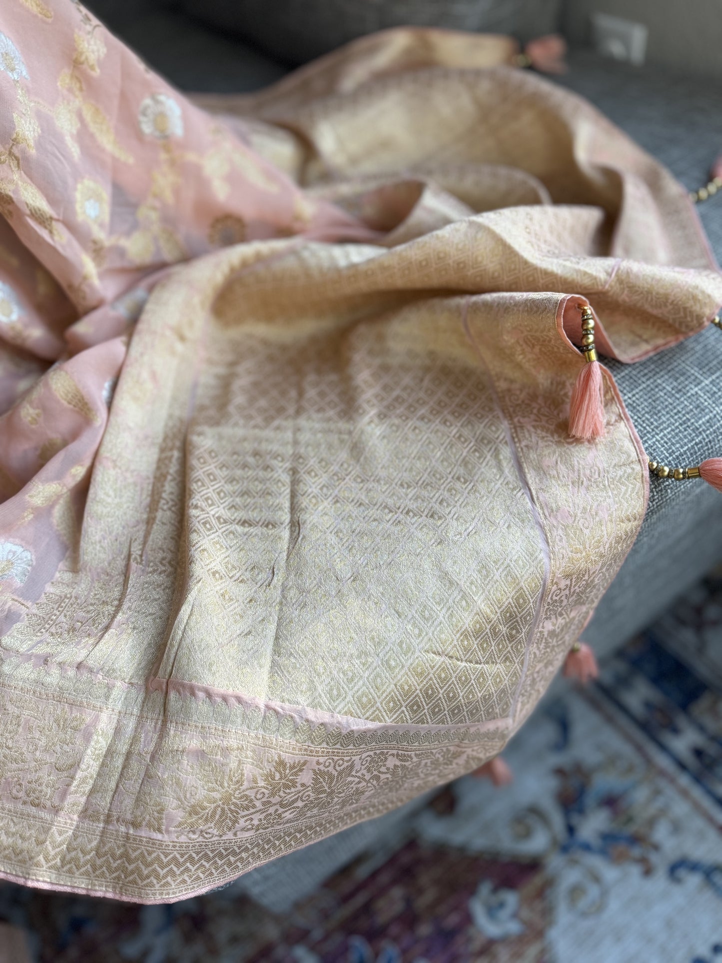 Pure Georgette Saree in Peach