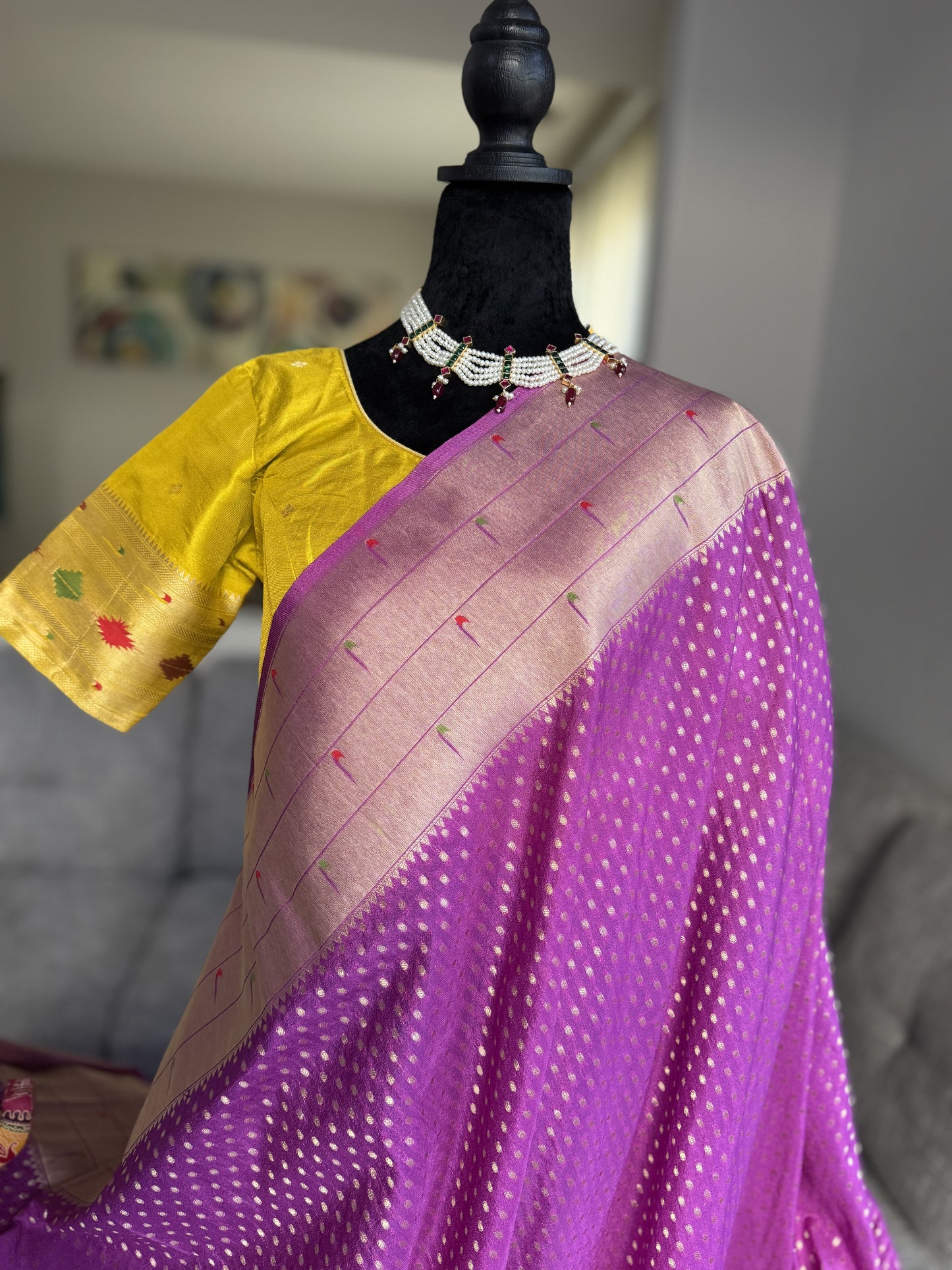 Semi Georgette Saree in Lavender