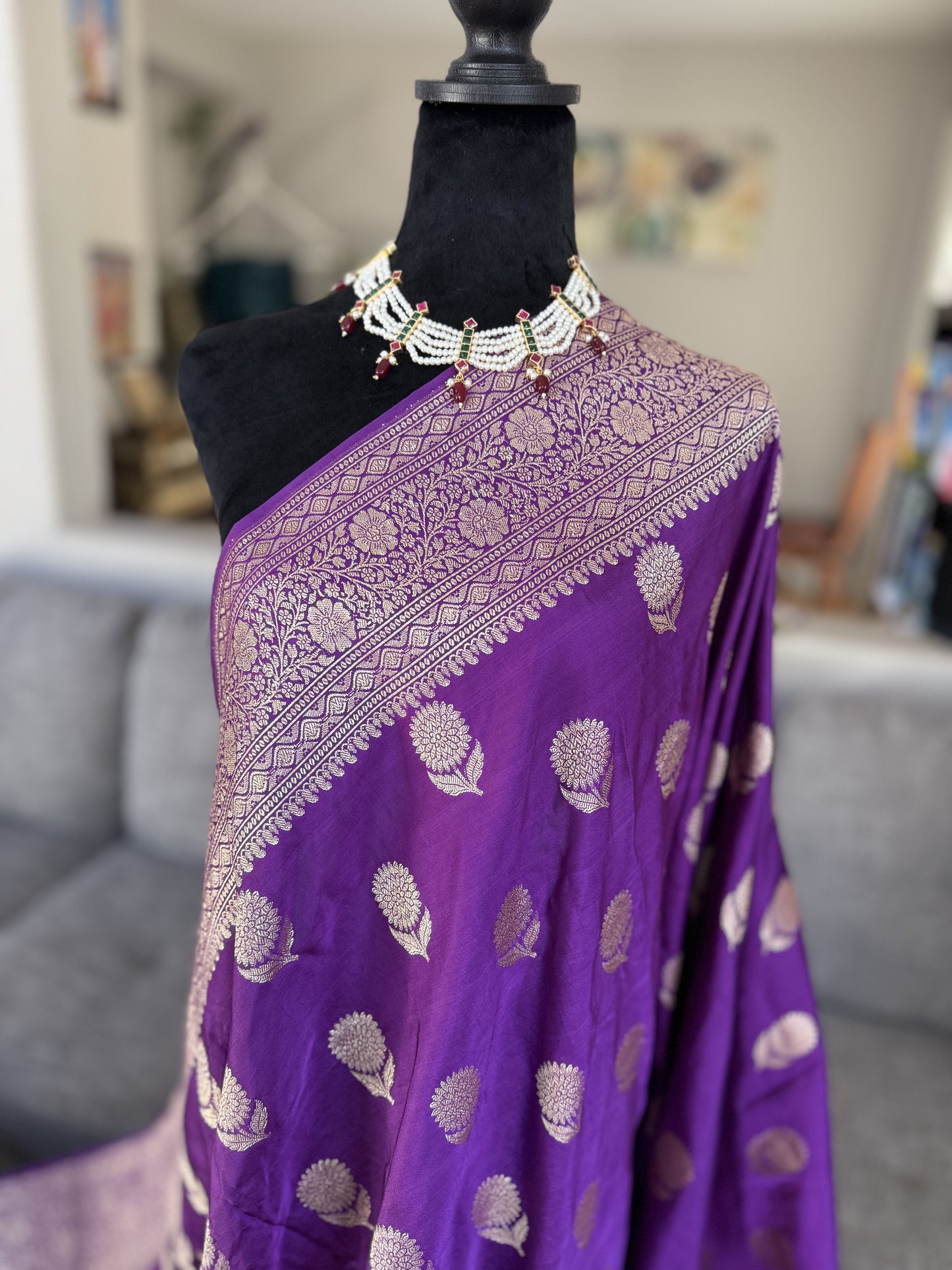 Handloom Banarasi Saree in Purple