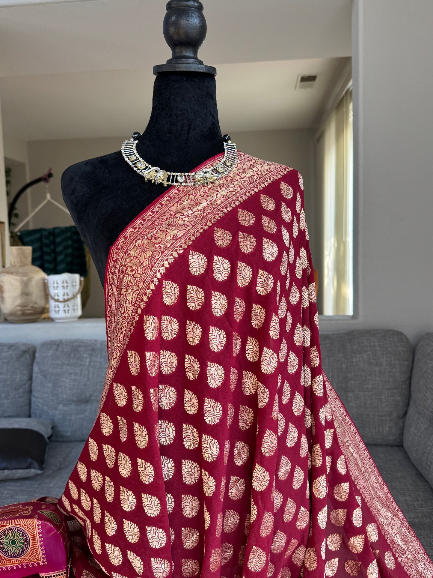 Pure Georgette Saree in Maroon