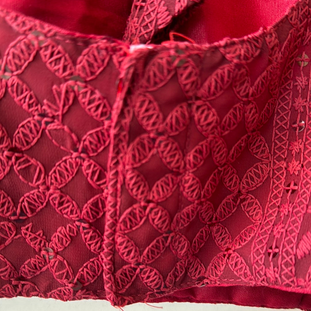 Lucknowi Half Sleeve Blouse in Magenta