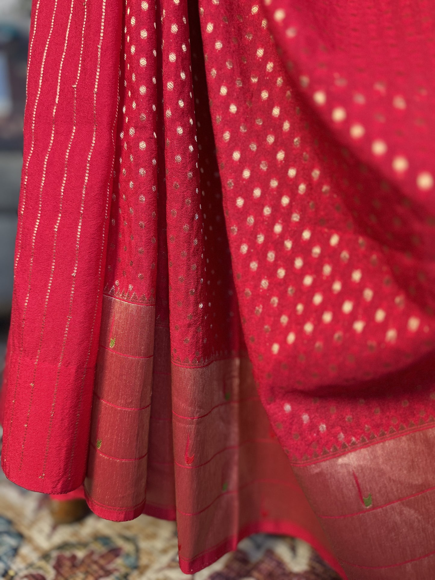 Semi Georgette Saree in Red