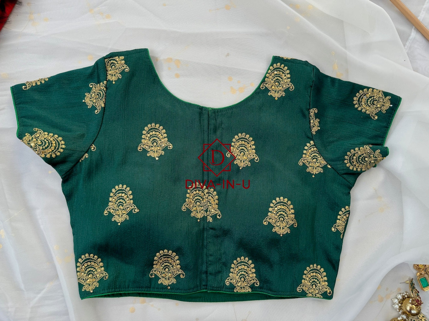 Dark Green with Gold Threadwork