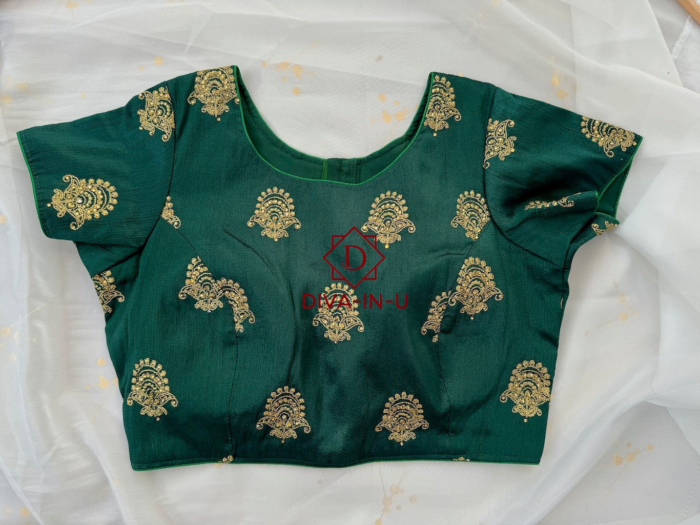 Dark Green with Gold Threadwork