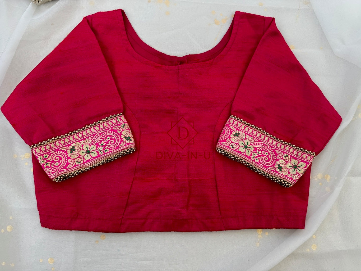 Rani Pink Blouse with Banarasi Pink Border