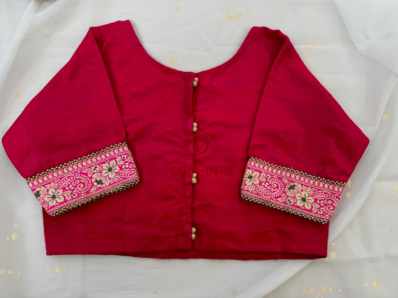 Rani Pink Blouse with Banarasi Pink Border