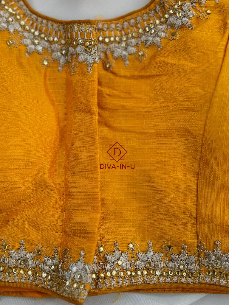 Mango Yellow Golden Embroidery Blouse