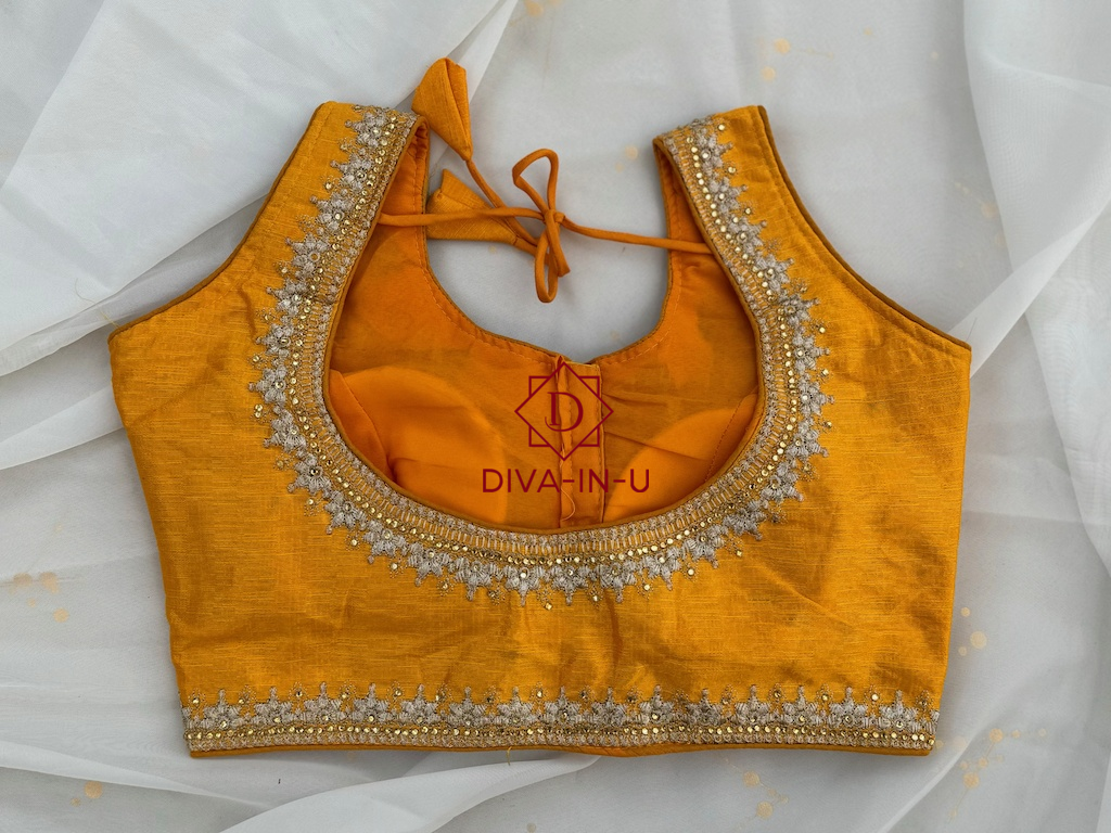 Mango Yellow Golden Embroidery Blouse