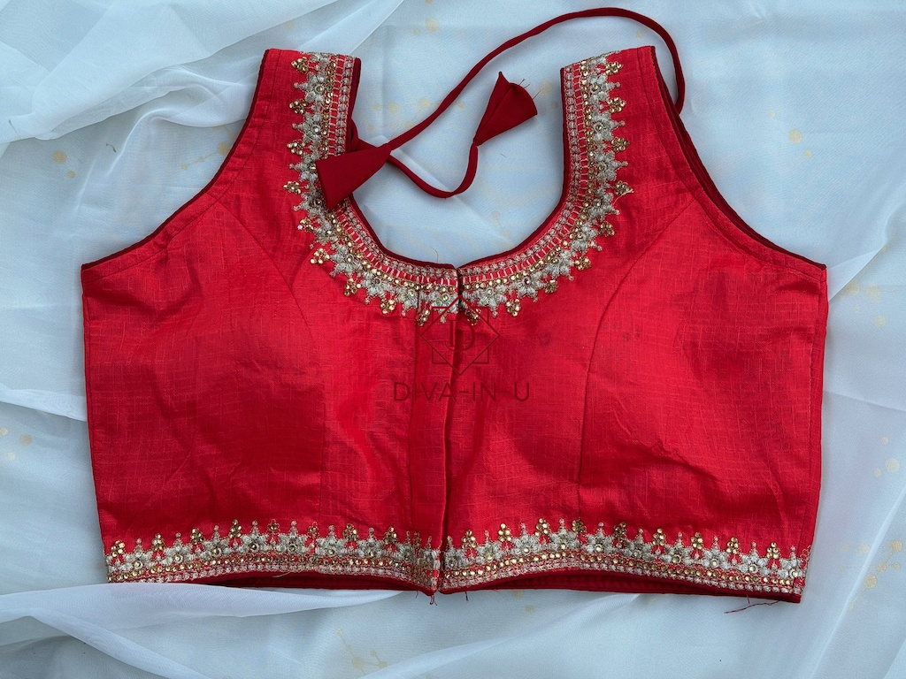 Forest Green Blouse with Gold Threadwork