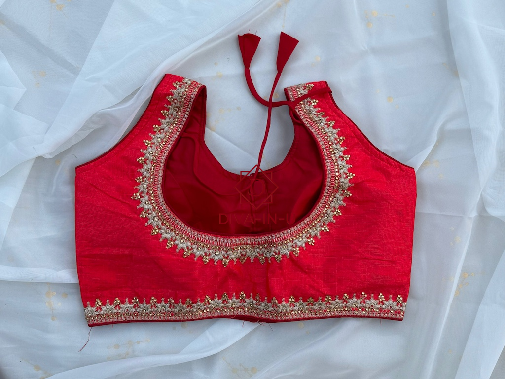 Forest Green Blouse with Gold Threadwork