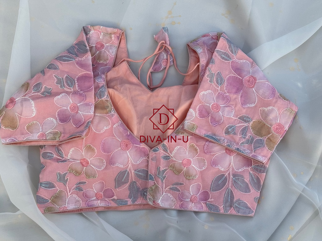 Pink Floral Organza Blouse