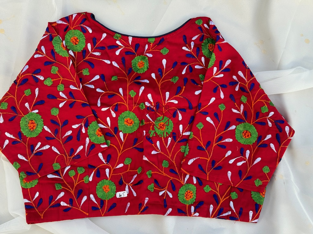 Maroon floral embroidery blouse
