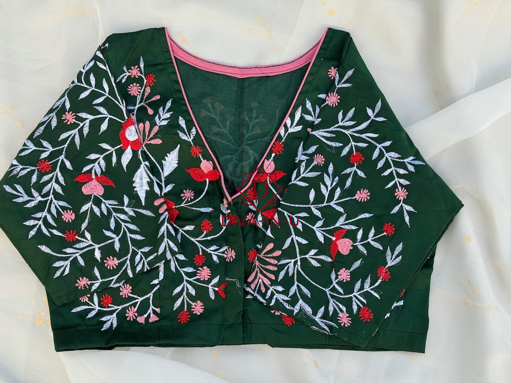 Maroon floral embroidery blouse