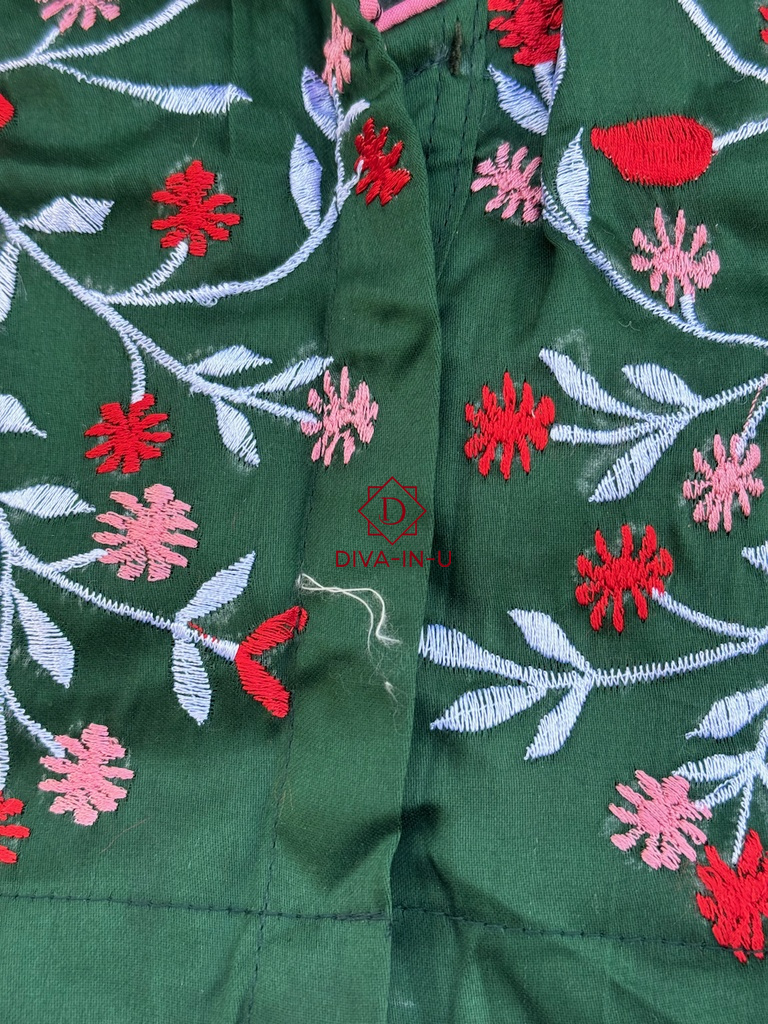 Myrtle Green floral embroidery blouse
