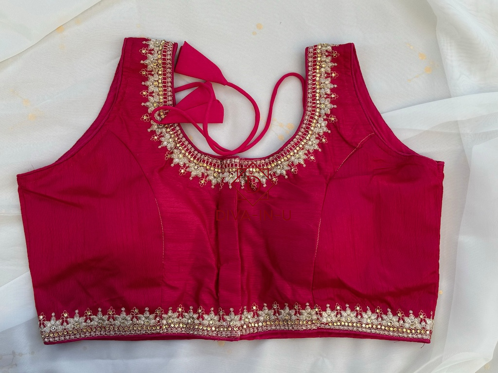 Forest Green Blouse with Gold Threadwork
