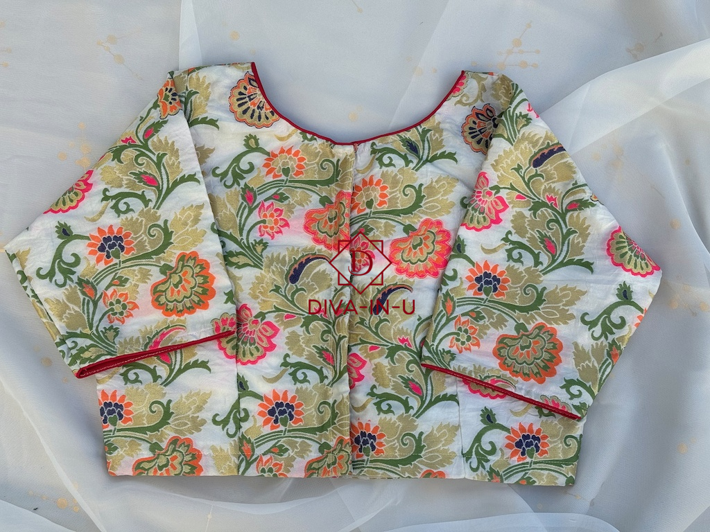 White Banarasi brocade blouse