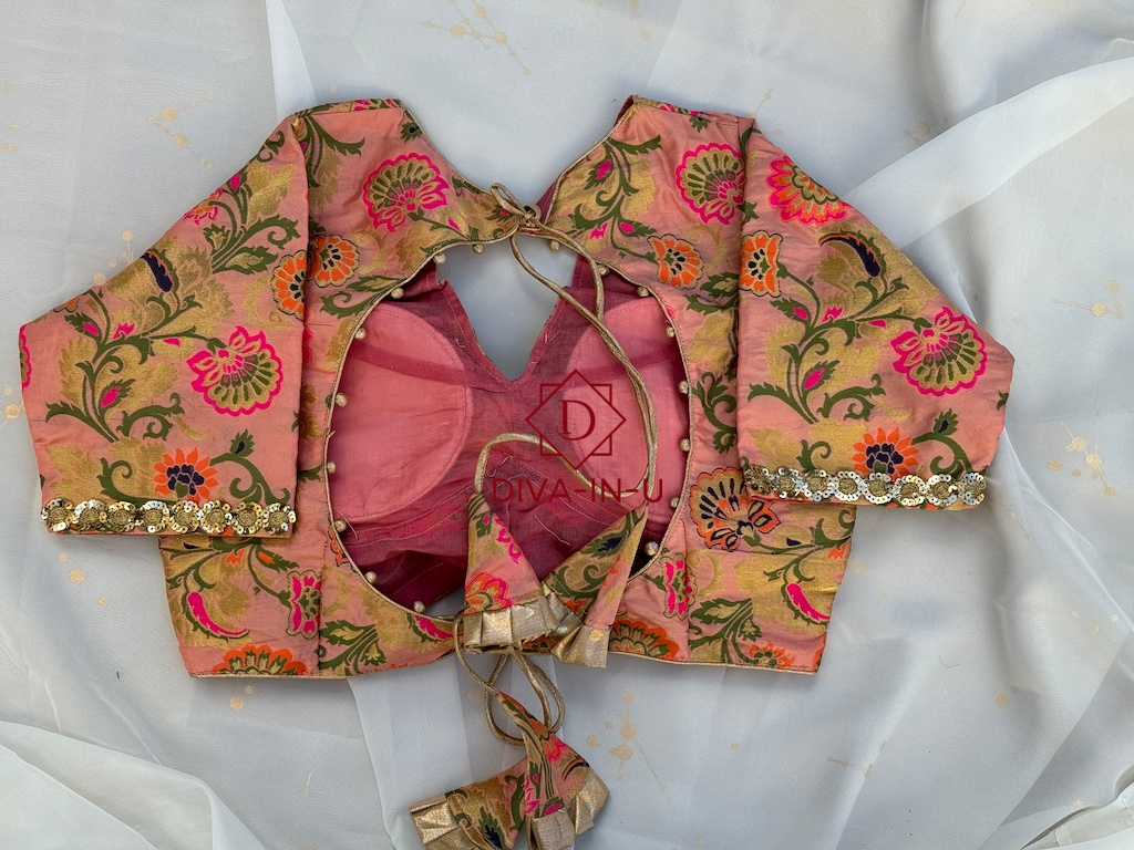 Peach Banarasi brocade brocade Designer Blouse