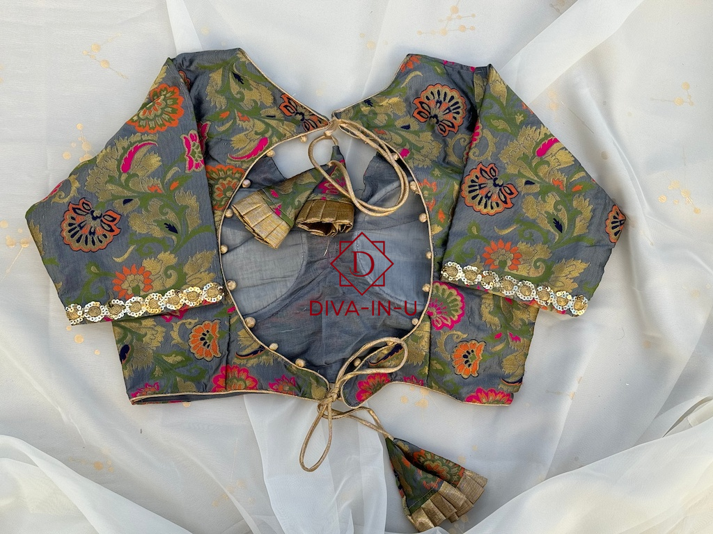Grey Banarasi Brocade Blouse