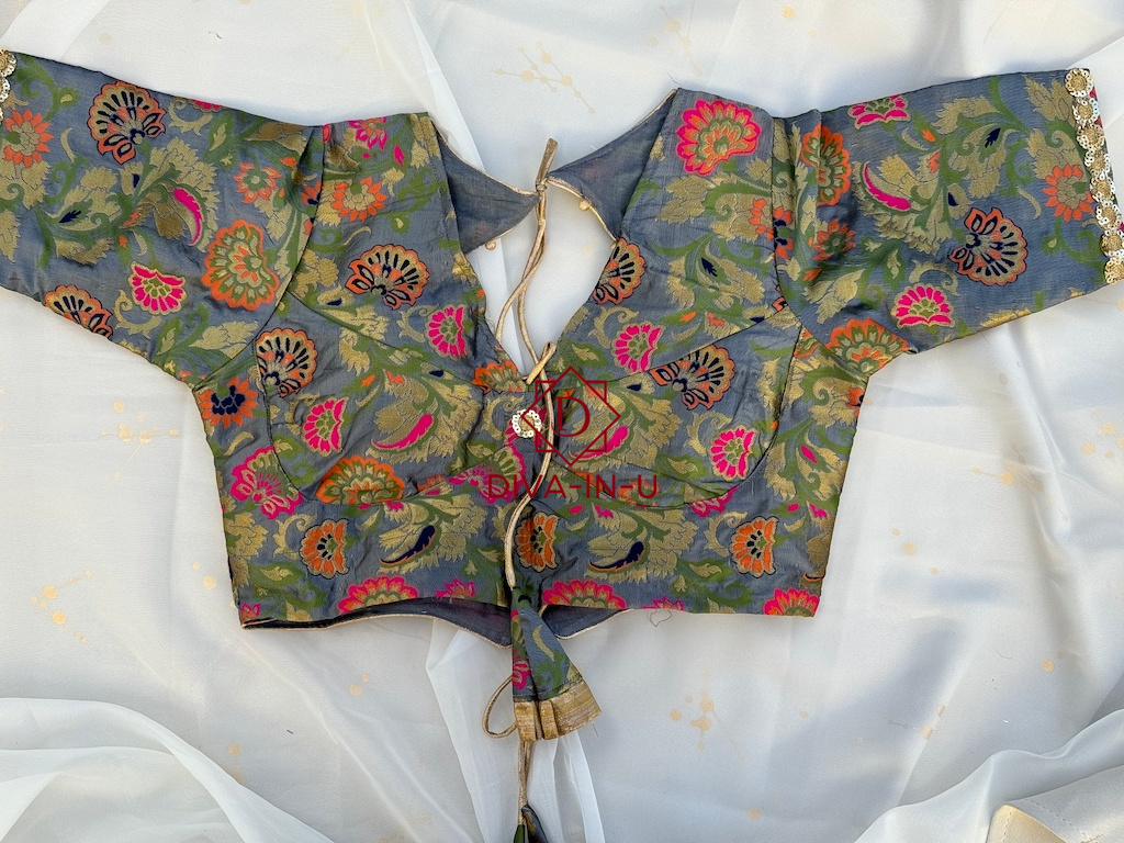 Grey Banarasi Brocade Blouse